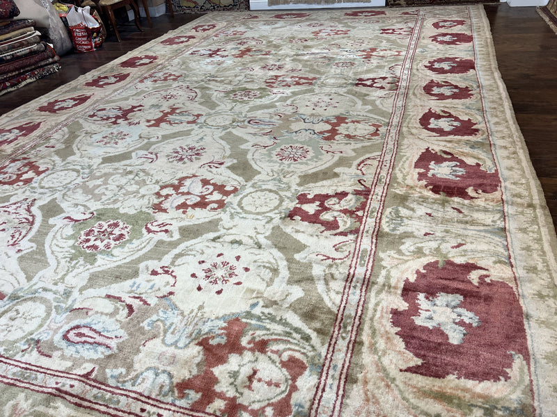 Large Egyptian Oushak Rug 12x21, Wool Handmade Vintage Carpet, Allover Pattern, Oversized 12 x 21 ft Traditional Rug by Jewel Rugs