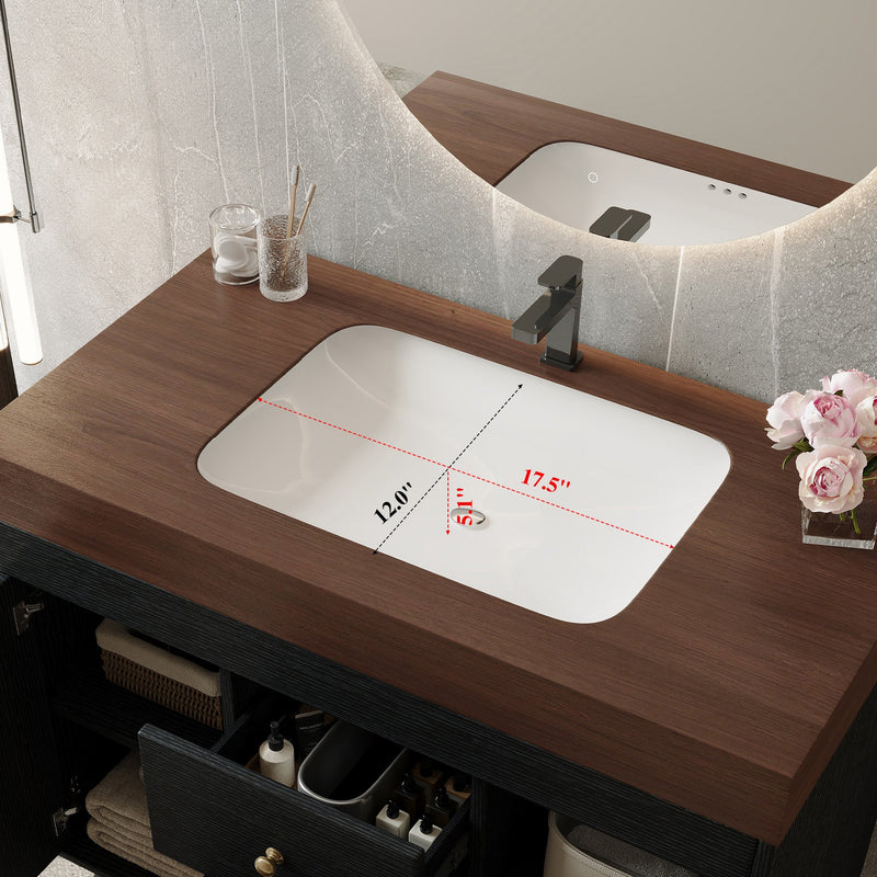 36" Modern Freestanding Bathroom Vanity with Sintered Stone Top, Ceramic Sink & Smart Storage by HouseOfZazla