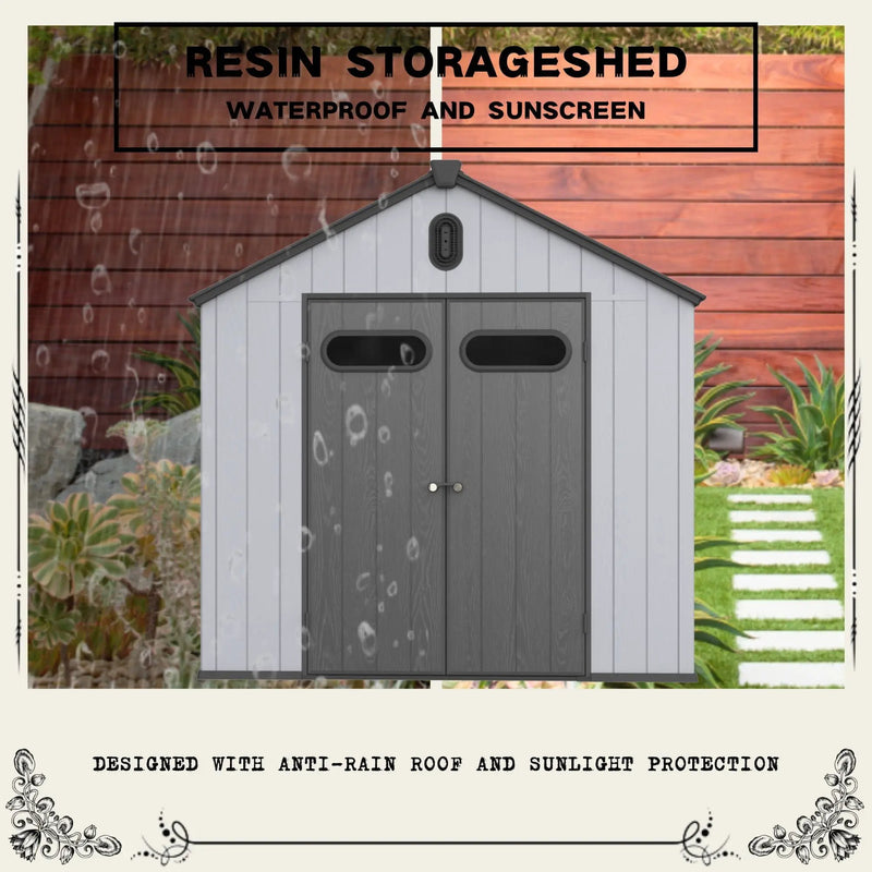 Resin Plastic Storage Shed For Backyard Garden With Spire Tool Storage by HouseOfZazla