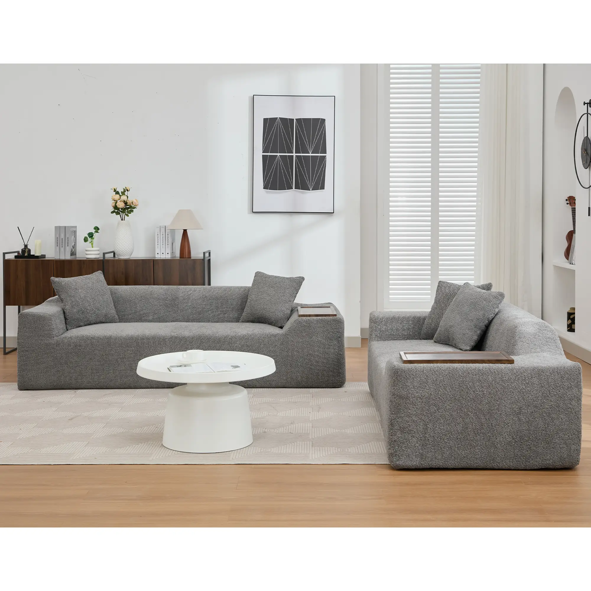 Modern 2 Piece Boucle Cloud Sofa Set by HouseOfZazla
