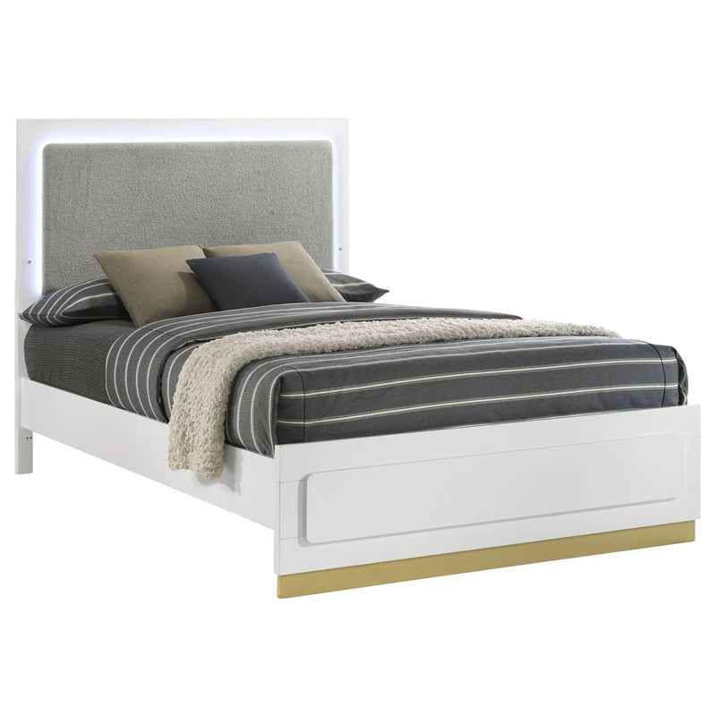 Caraway Wood Eastern King LED Panel Bed White by Unique Piece Furniture
