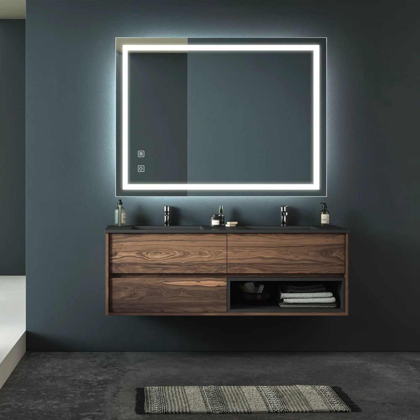 Bathroom Vanity Rectangle Mirror With Front Lighting, Anti Fog, Dimmable, Smart Memory Function by Unique Piece Furniture