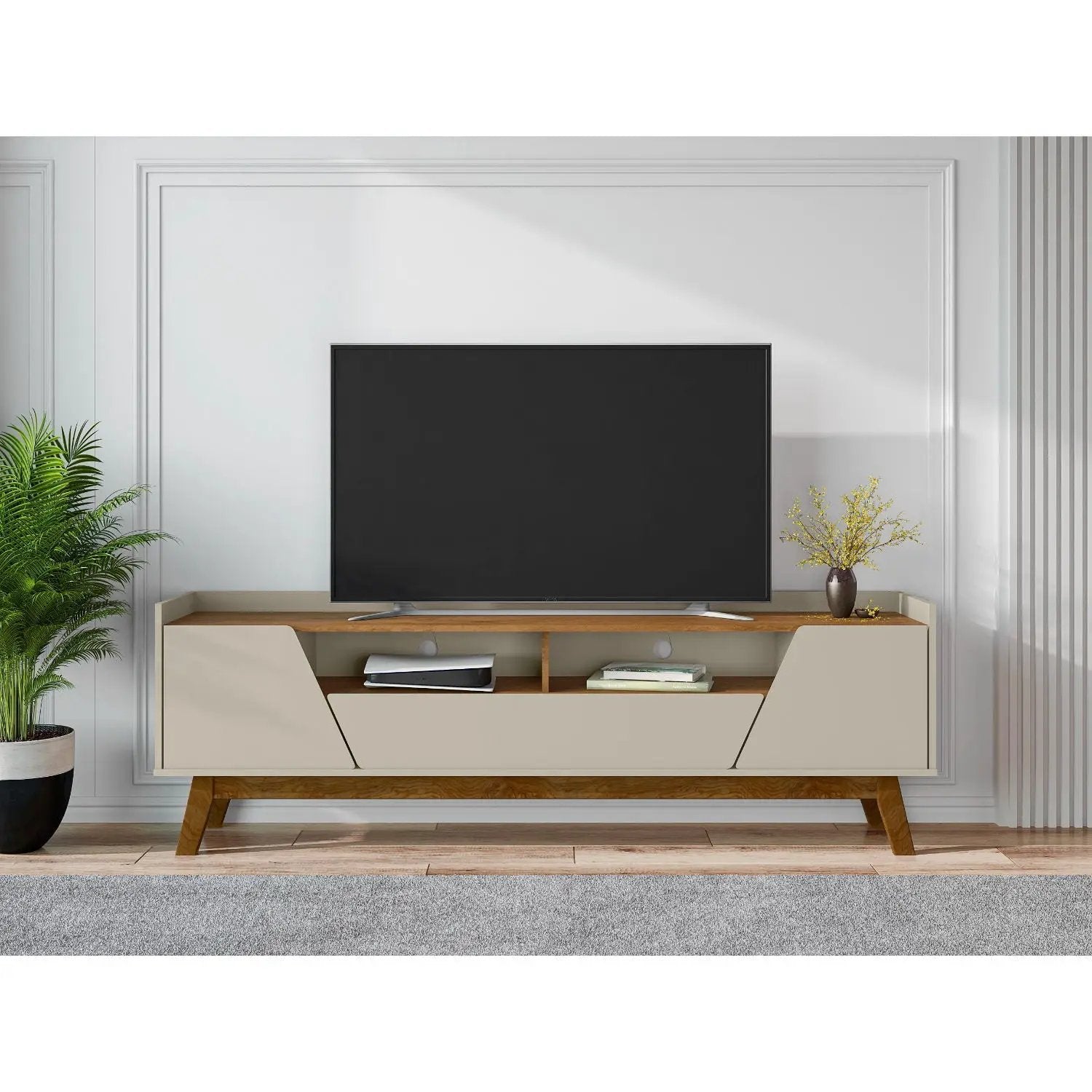 Marcus - TV Stand With 4 Shelves And Soft Close Doors by HouseOfZazla