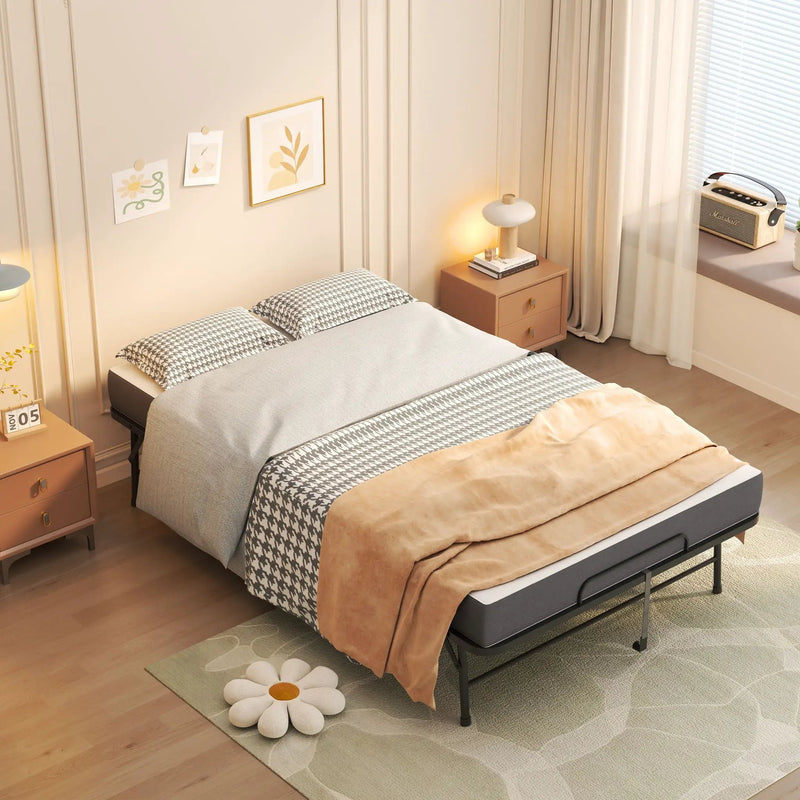 Twin Wide Folding Bed For Tall People, Extra Long & Wide Rollaway With Memory Foam, Heavy-Duty Capacity Guest, Spacious Portable Cot - Black by Unique Piece Furniture