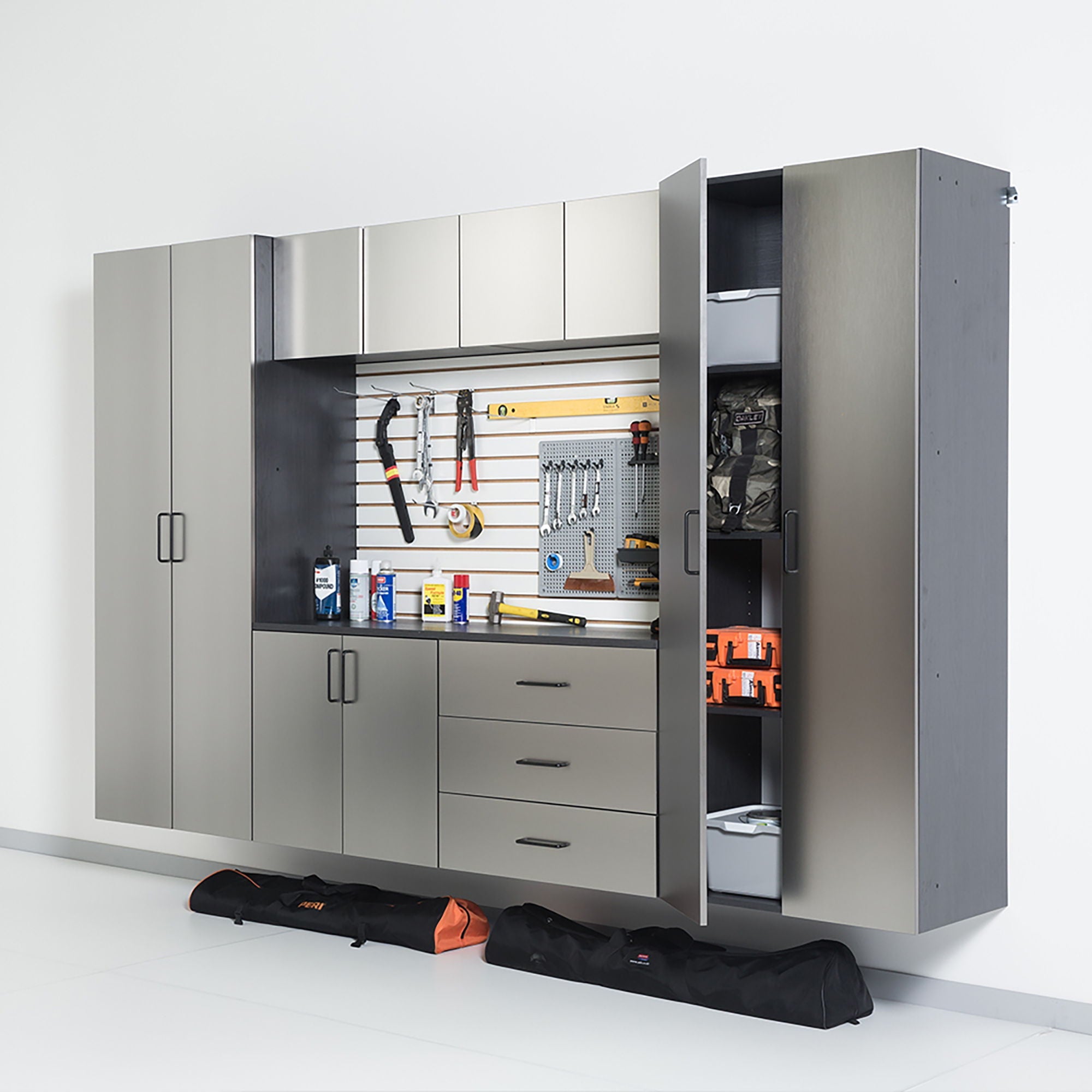 Astro Series - Wall Mounted Base, Drawer Storage Cabinet With Soft Closing Features - Metallic Gray by HouseOfZazla