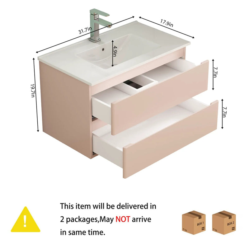 32-Inch Wall-Mounted Bathroom Vanity With Sink Combo by HouseOfZazla