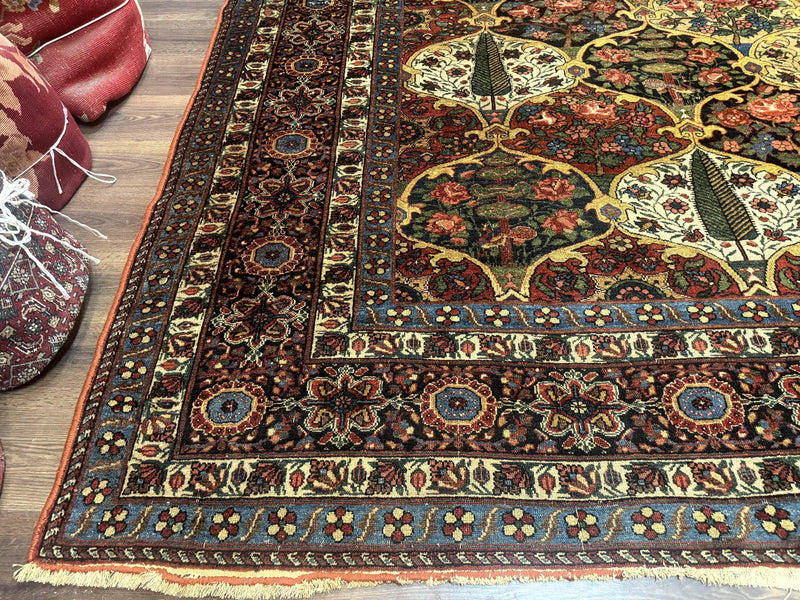 Antique Persian Bakhtiari Rug 12x19, Palace Size Wool Handmade Persian Carpet, Oversized Rug, Panel Design, Peacocks, Multicolor, Rare by Jewel Rugs