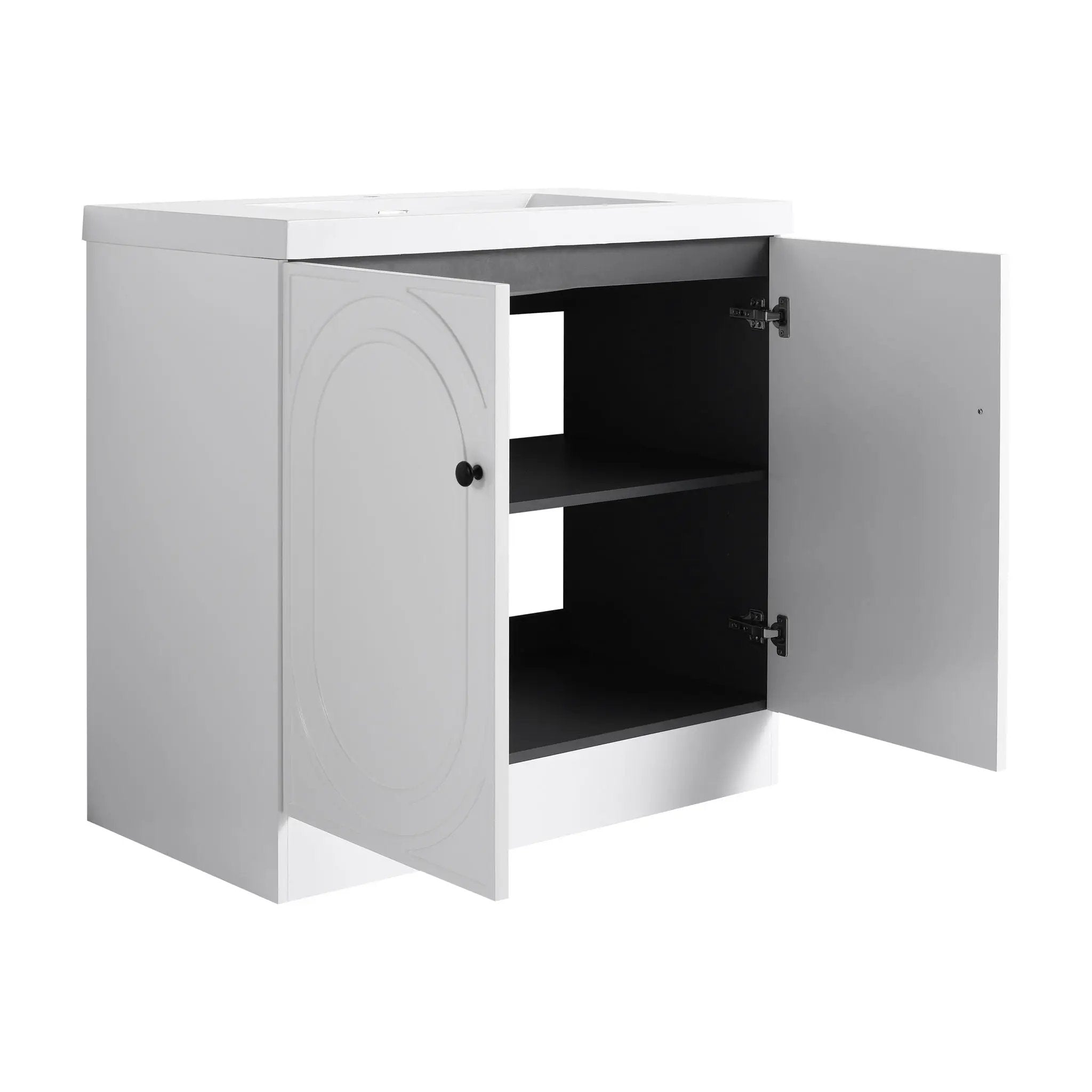 Contemporary Freestanding Bathroom Vanity With Resin Sink & Soft-Close Cabinet Doors by HouseOfZazla