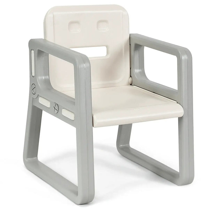Kids Table and 2 Chairs Set with Storage Shelf-White by DirectDeals