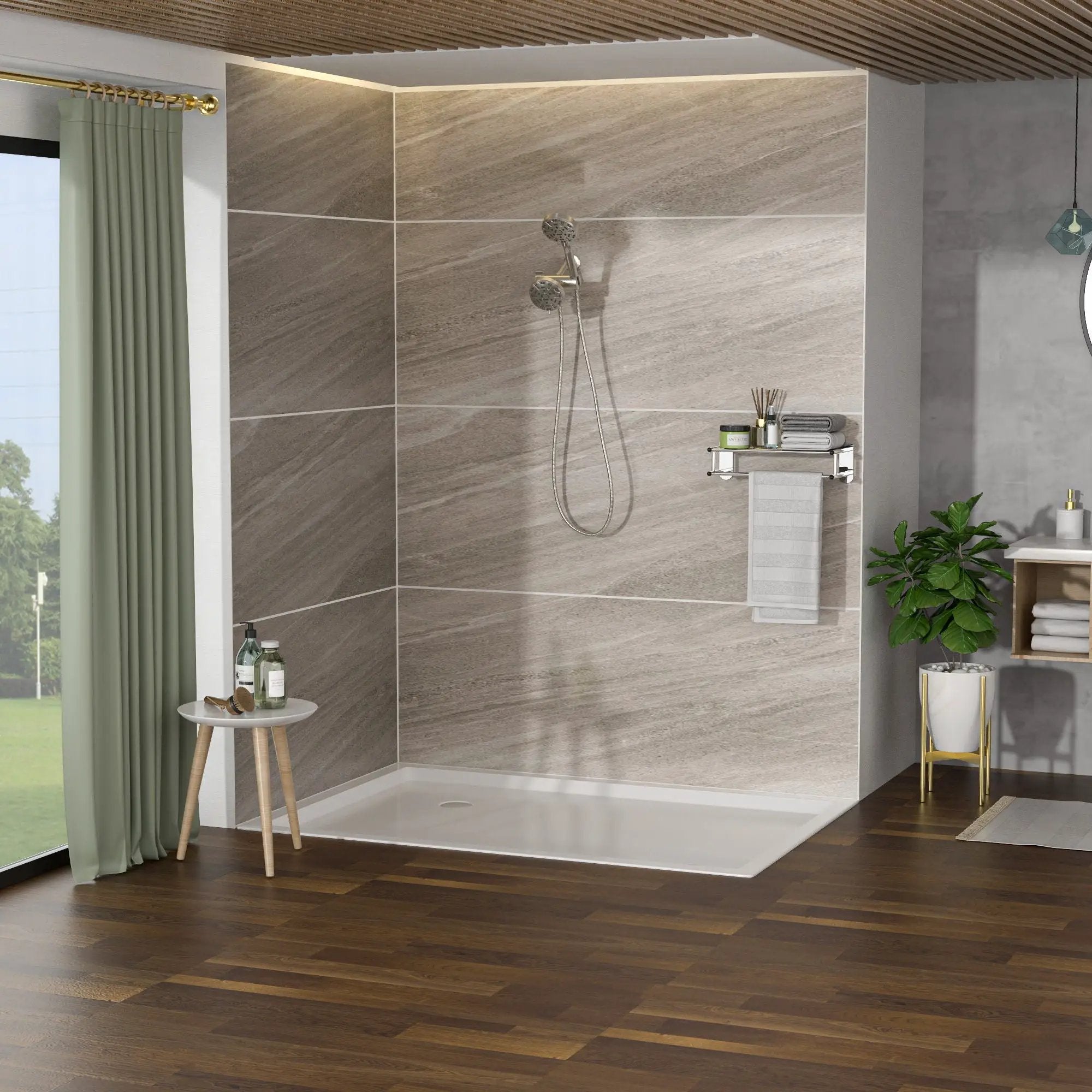 Multi Function Dual Shower Head 4.7" Rain Showerhead & 8 Function Hand Shower System - Brushed Nickel by HouseOfZazla