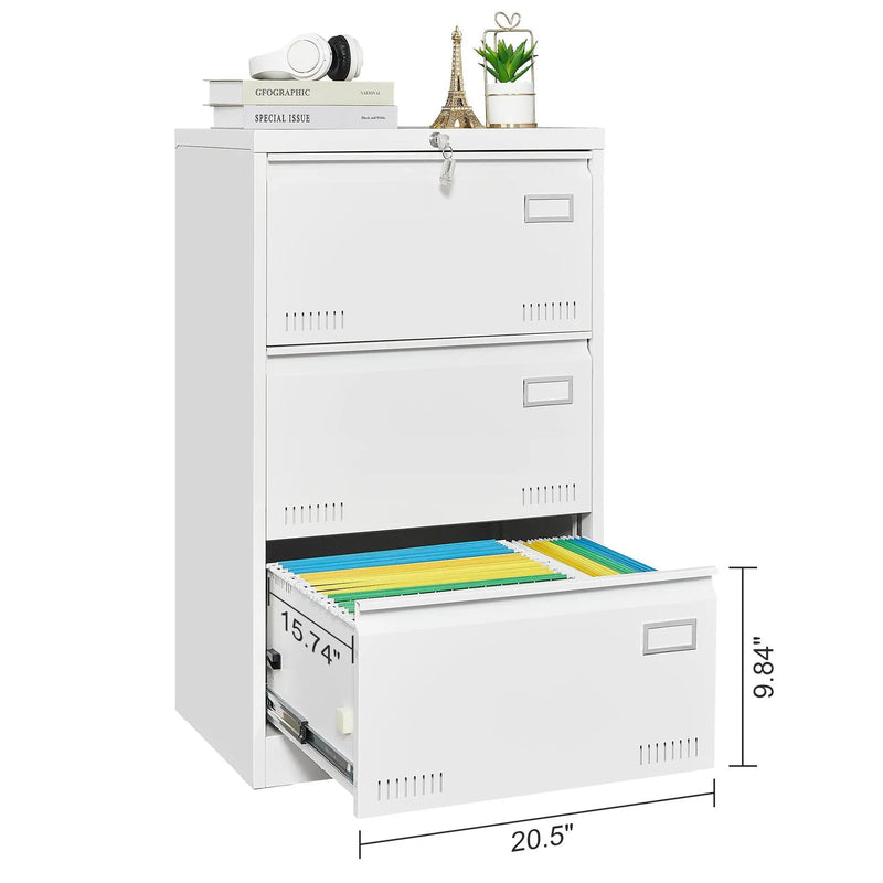 Filing Cabinet Lateral File Cabinet 3 Drawer, Locking Metal File Cabinets Three Drawer, Office Filing Cabinet With Lock Drawers For Home Office by HouseOfZazla