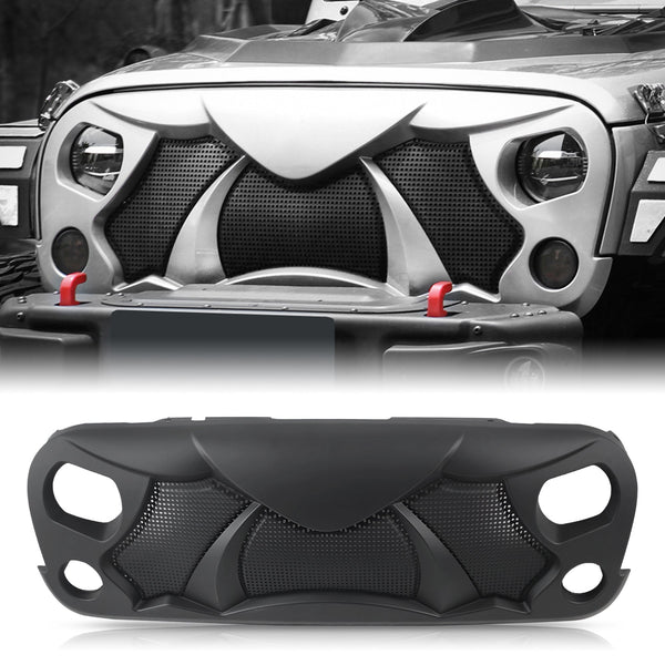 Halloween Front Grille Grid Grill for 2007-2017 Jeep Wrangler Rubicon Sahara Sport JK/JKU, Matte