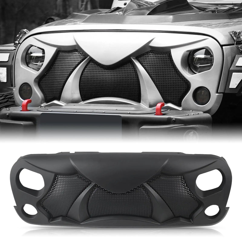 Halloween Front Grille Grid Grill for 2007-2017 Jeep Wrangler Rubicon Sahara Sport JK/JKU, Matte by HouseOfZazla