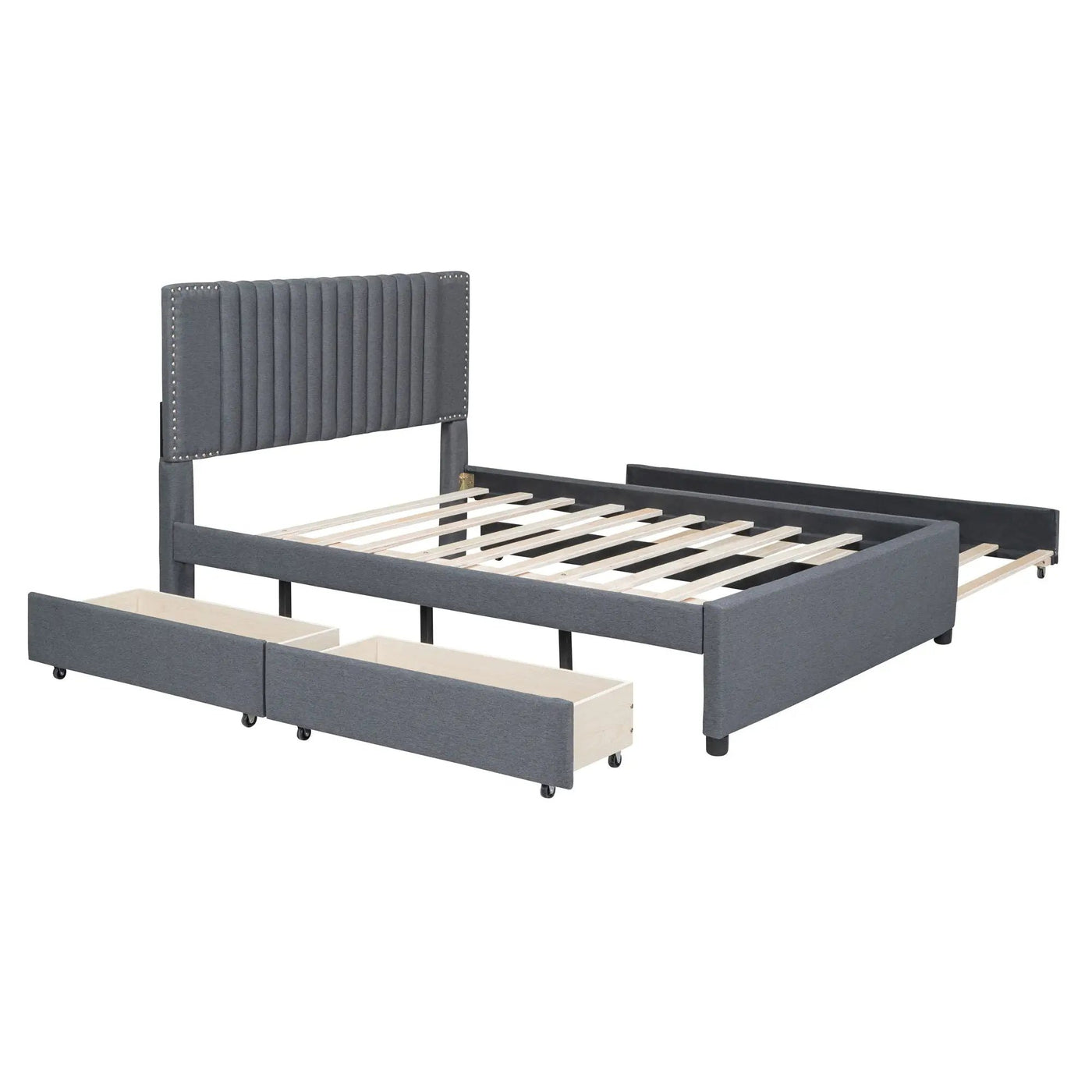 Upholstered Platform Bed With Drawers, Classic Headboard Design by Unique Piece Furniture