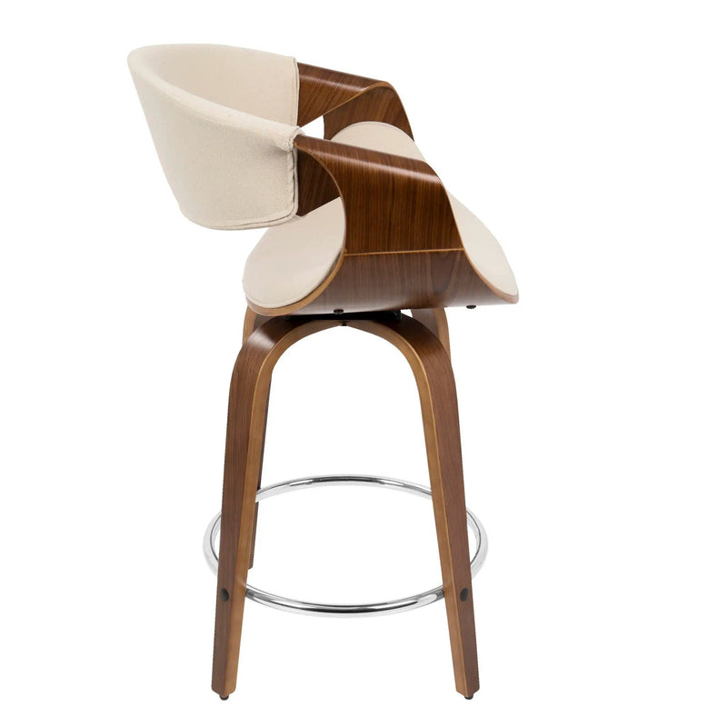 Curvini - Mid Century Modern Counter Stool (Set of 2) by HouseOfZazla