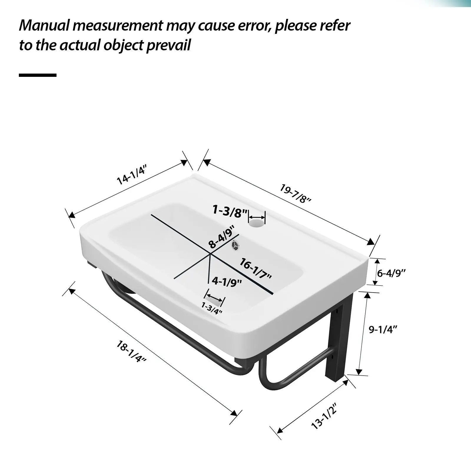 Wall Mounted Rectangular Bathroom Sink With 304 Stainless Steel Towel Bar & Overflow - White by Unique Piece Furniture