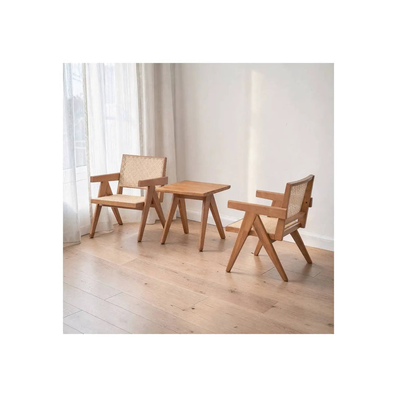 3 Piece Accent Chair Set And Matching End Table For Living Room - Natural by HouseOfZazla