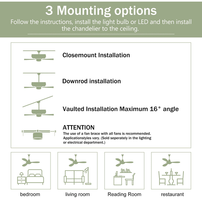 52" Solid Wood Blades Ceiling Fan with Light and Remote Control by HouseOfZazla