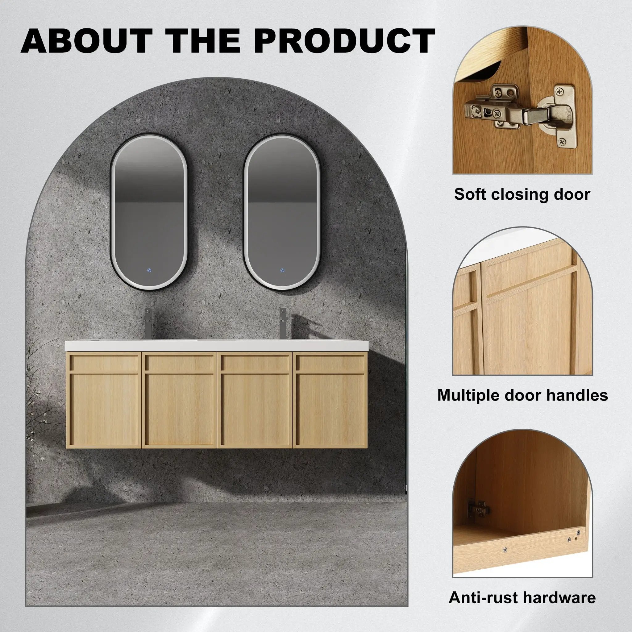 Wall-Mounted Bathroom Vanity With Resin Sink And Soft Closing Doors by Unique Piece Furniture