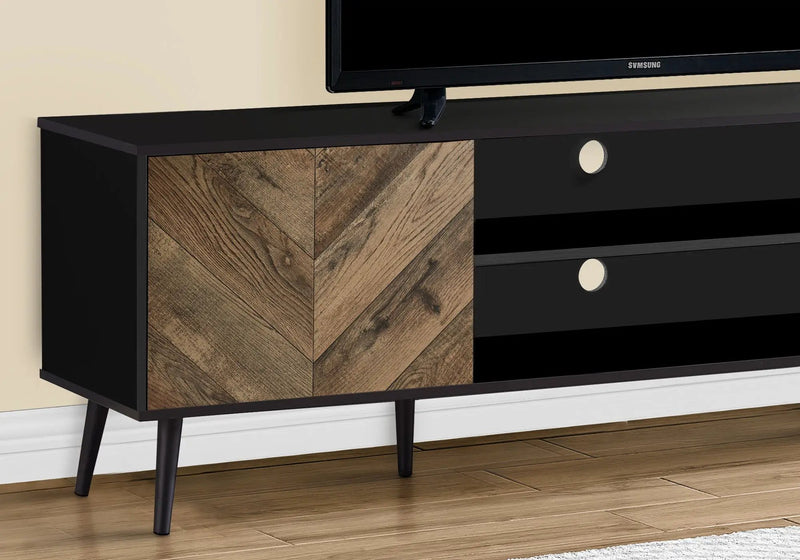 TV Stand, Console, Media Entertainment Center, Storage Cabinet, Modern Design - Black by HouseOfZazla