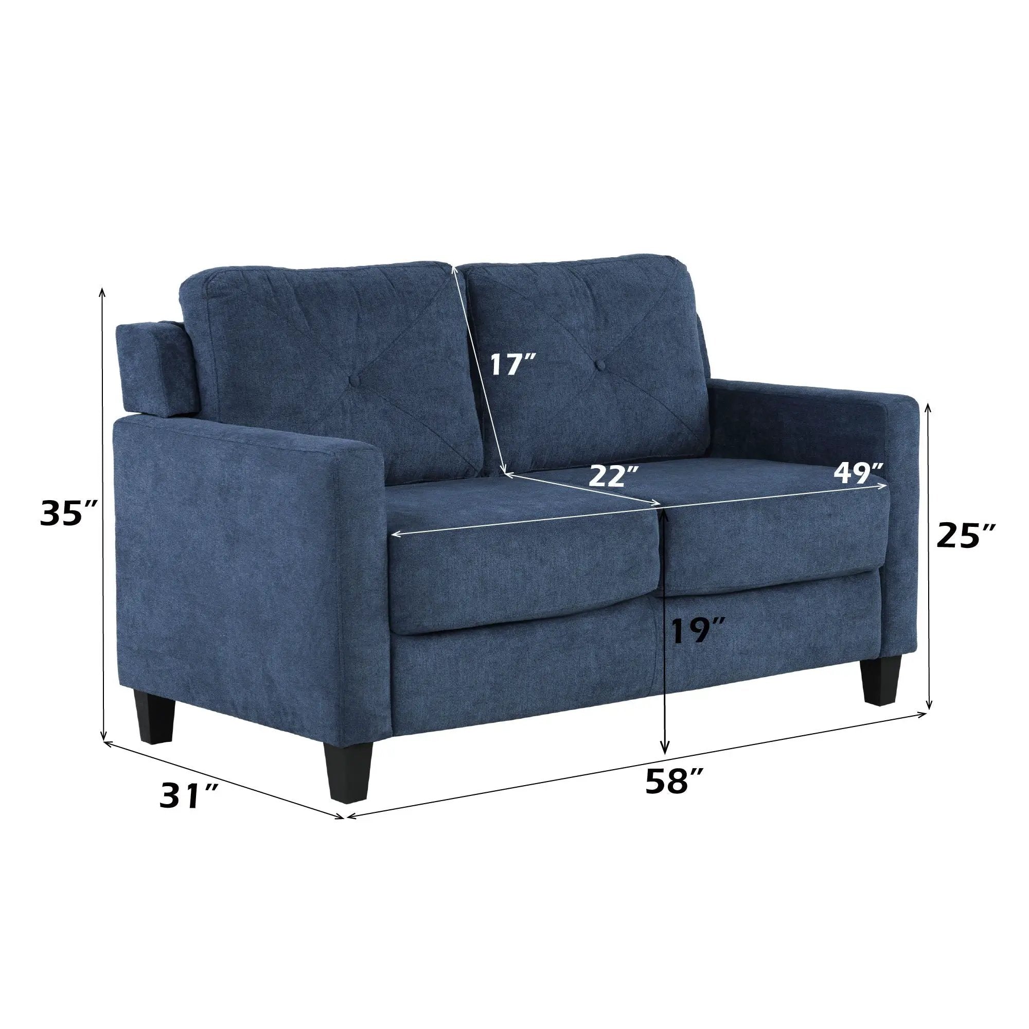 2 Seater Loveseat - Navy by HouseOfZazla