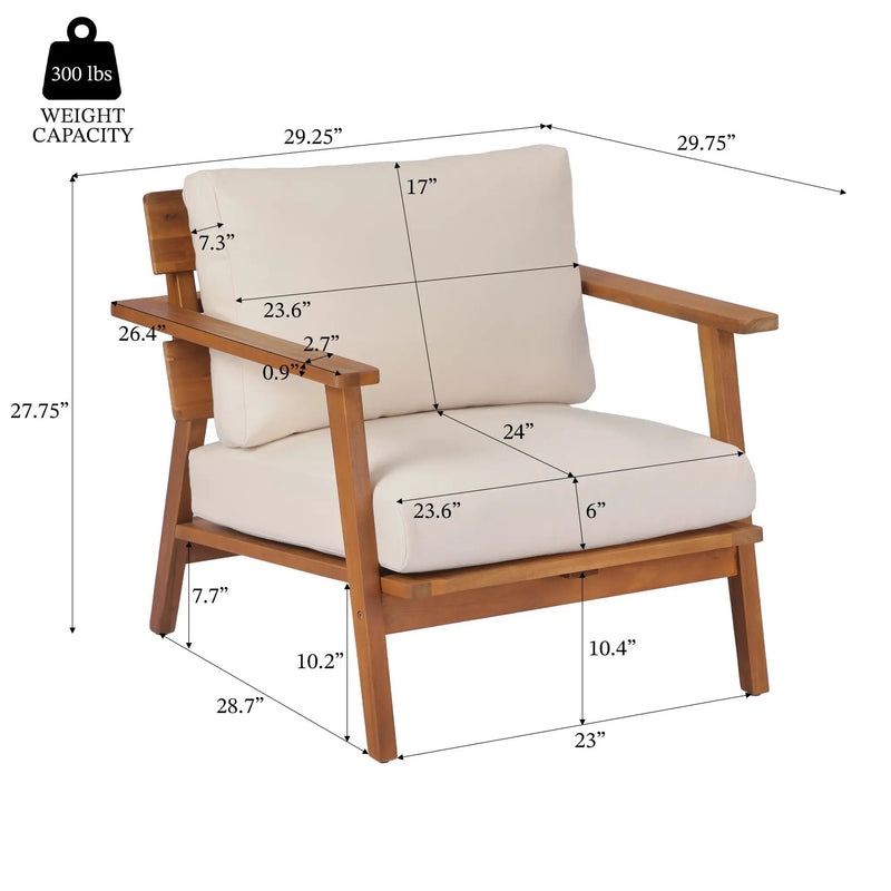 29.5' Mid-Century Modern Acacia Wood Outdoor Club Chair by HouseOfZazla