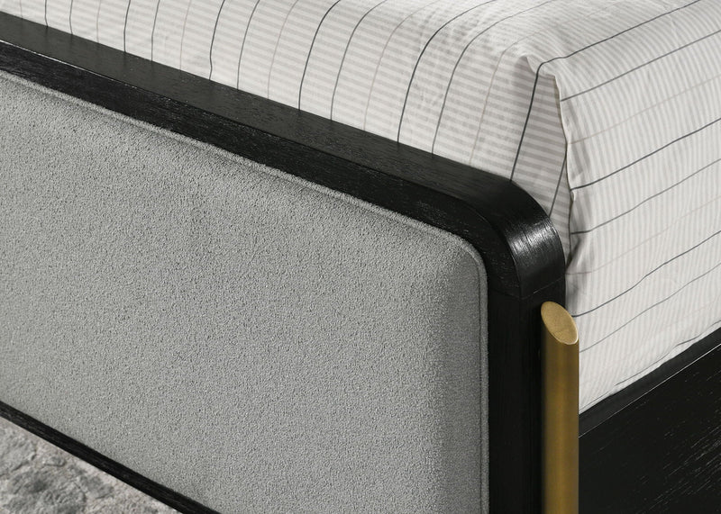Arini Upholstered Queen Panel Bed Black and Grey by Unique Piece Furniture