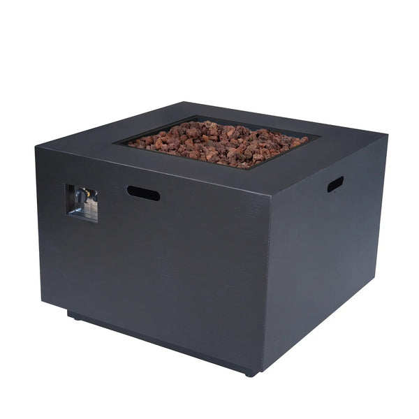 Outdoor Patio Propane Fire Pit 24" H x 31" W Square Iron Gas-burning Fire Pit