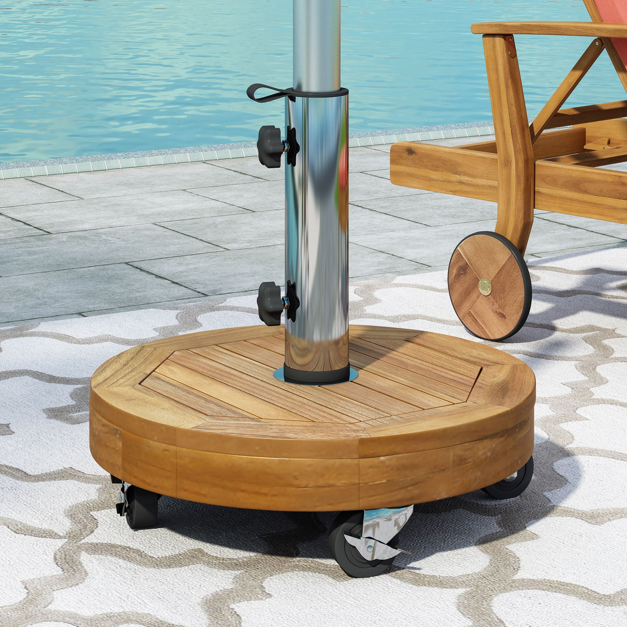 Ralph Round Umbrella Base - Teak by HouseOfZazla