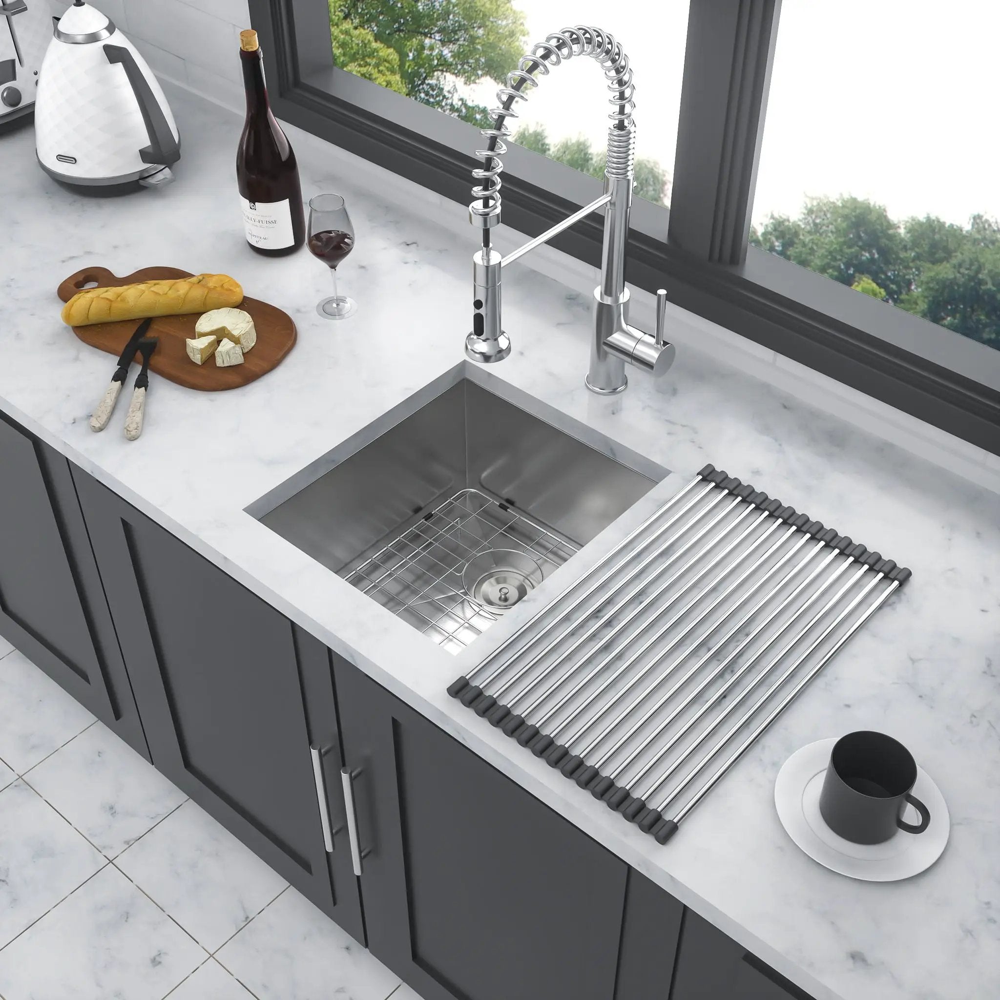 13" Undermount Stainless Steel Kitchen Sink 16 Gauge 9" Deep Single Bowl Basin - Brushed Nickel by HouseOfZazla