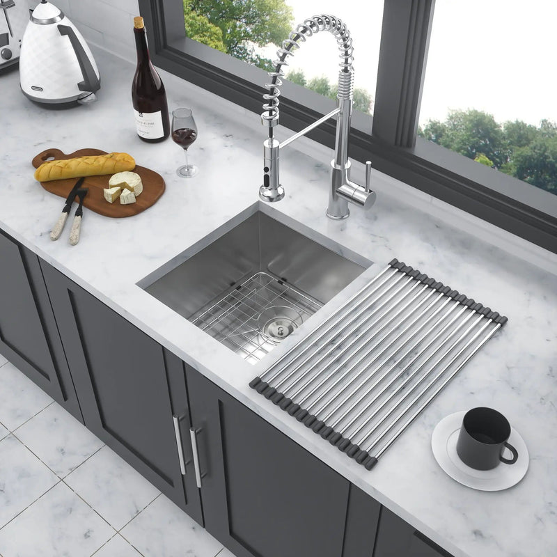 13" Undermount Stainless Steel Kitchen Sink 16 Gauge 9" Deep Single Bowl Basin - Brushed Nickel by HouseOfZazla