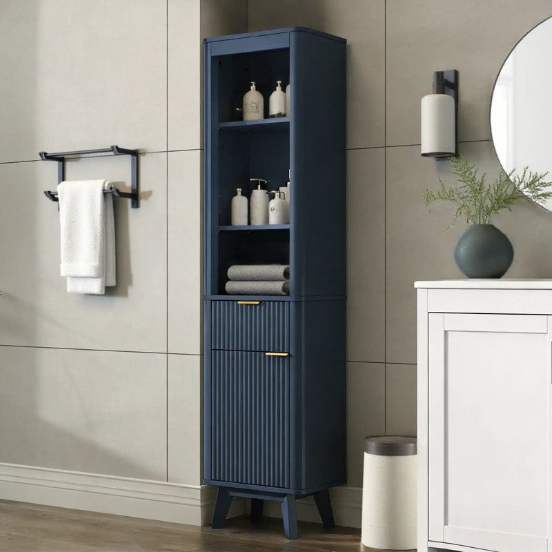 Tall Bathroom Storage Cabinet With Adjustable Shelves And 1 Drawer & Door by HouseOfZazla