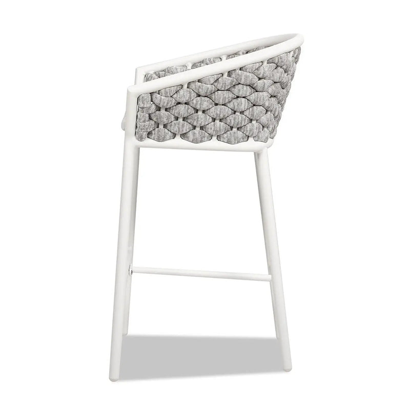 Rowan - Rope Barrel Low Back Patio Counter Stool (Set of 2) - Optic White by Unique Piece Furniture