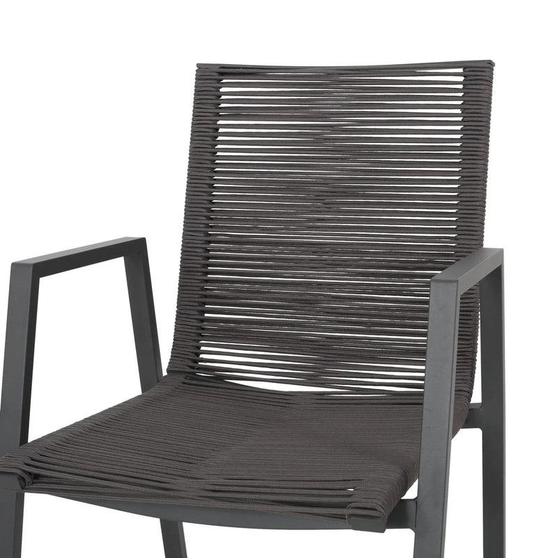 Outdoor Modern Aluminum Dining Chair Set With Rope Sea (Set of 2) by HouseOfZazla