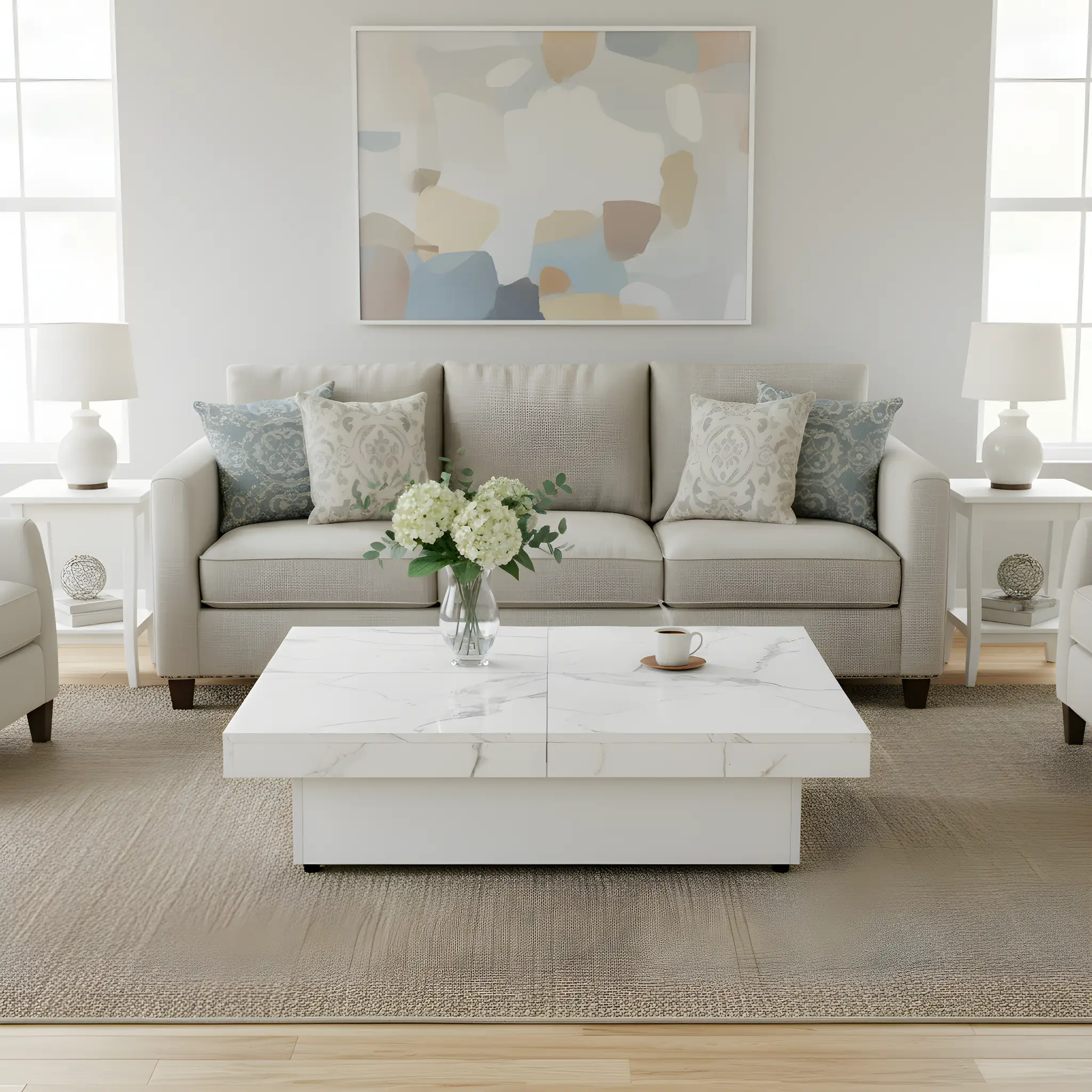 Square Marble Veneer Coffee Table with Sliding Top by HouseOfZazla