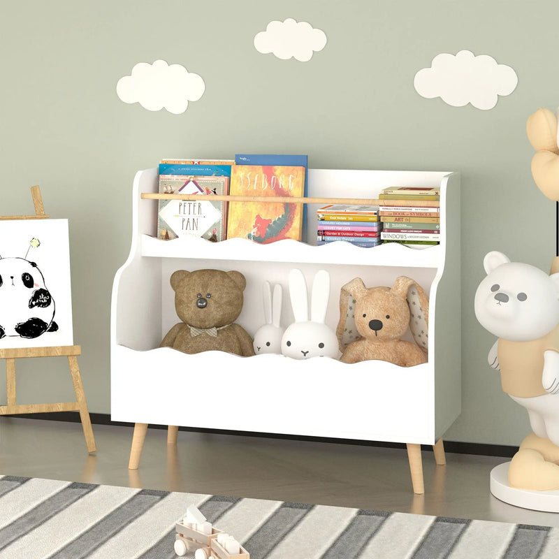 Kids Bookcase, Children Book Organizer Toy Storage Cabinet - White by Unique Piece Furniture