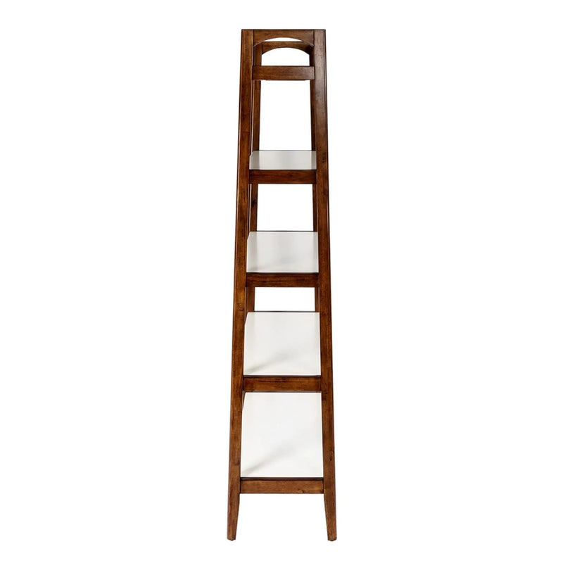 Mid - Century Design 5 Shelf Bookcase - Off White / Pecan by HouseOfZazla