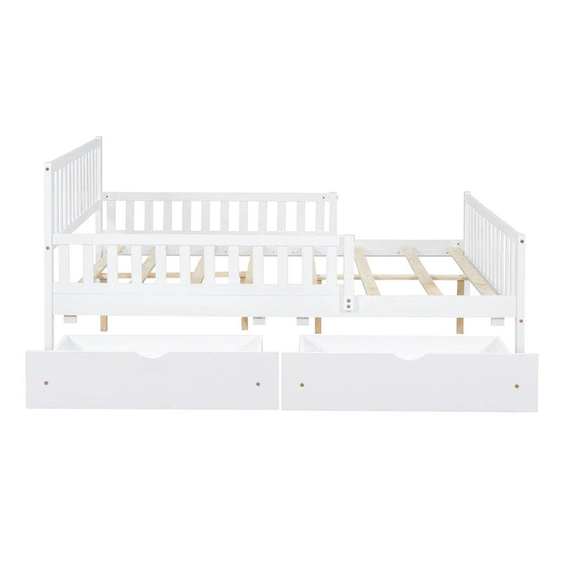 Platform Bed With Guardrails On Both Sides And 2 Storage Drawers by HouseOfZazla