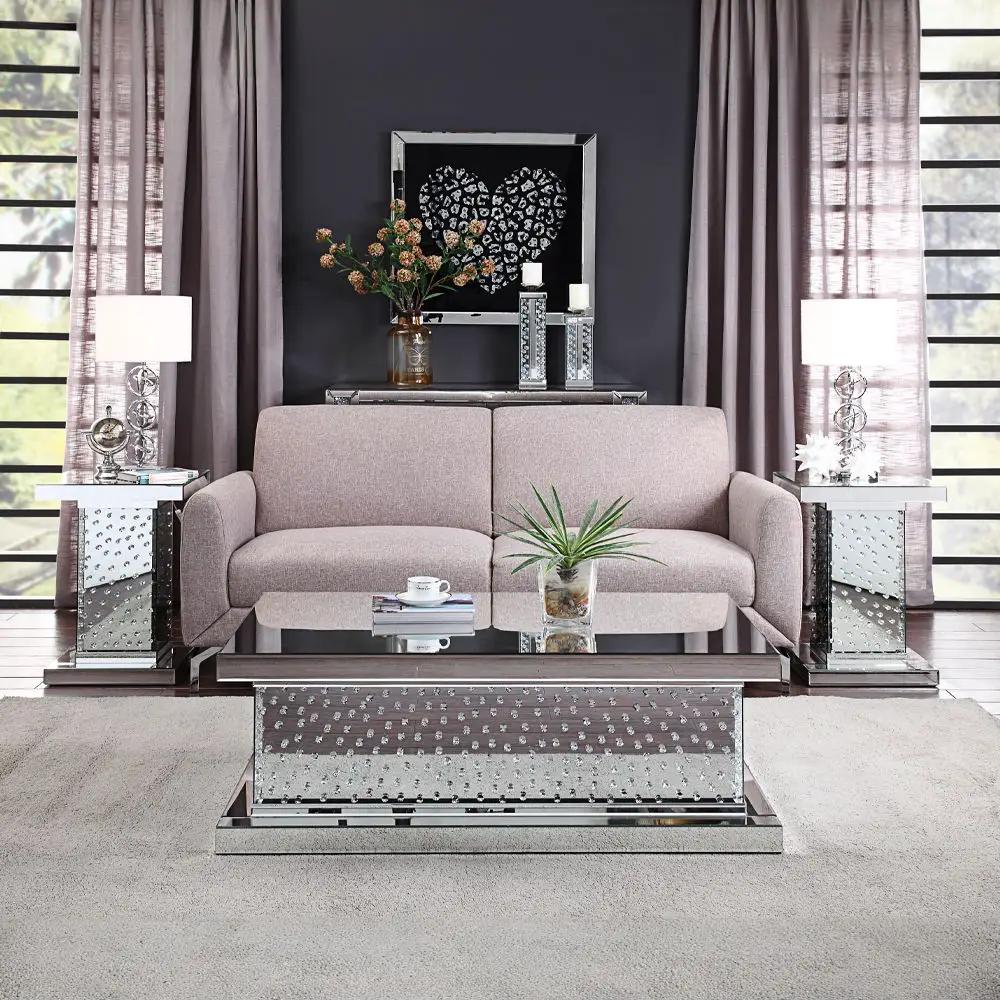 Nysa - 26" End Table - Mirrored & Faux Crystals by Unique Piece Furniture