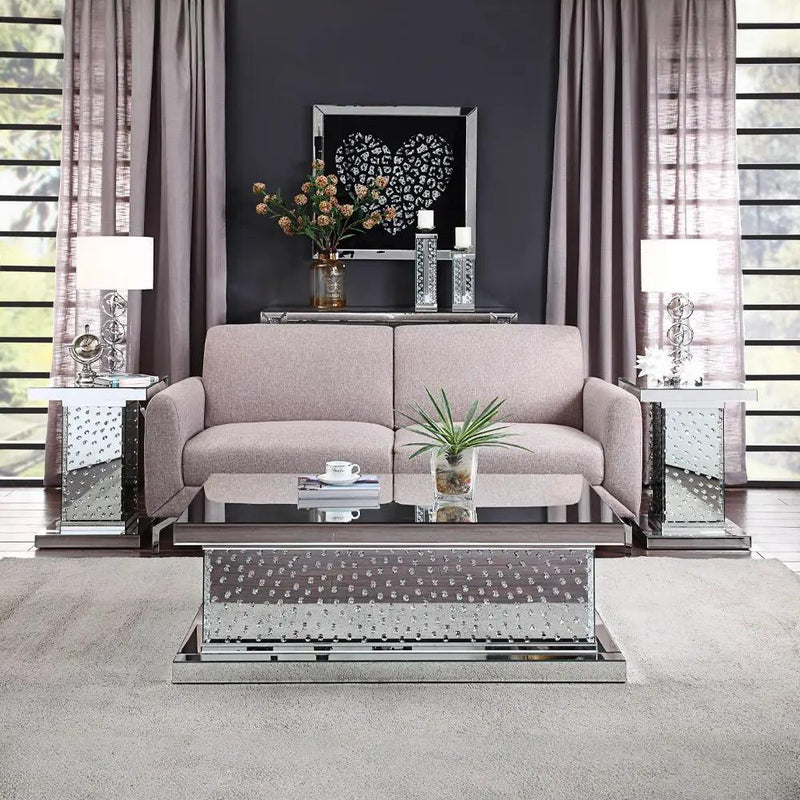 Nysa - 26" End Table - Mirrored & Faux Crystals by Unique Piece Furniture