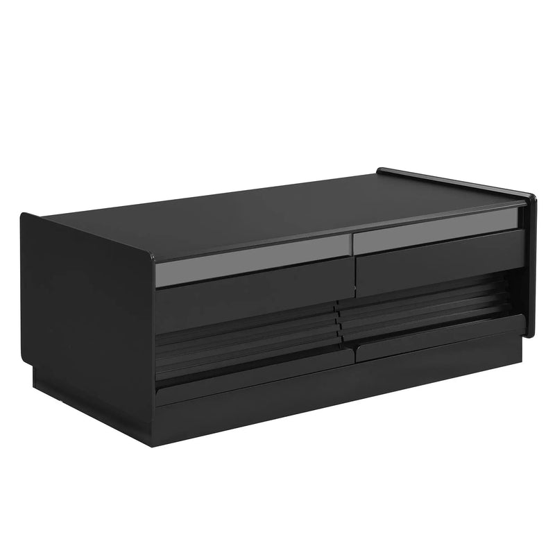 Modern Rectangle Coffee Table With 4 Drawers And 2 Display Shelves