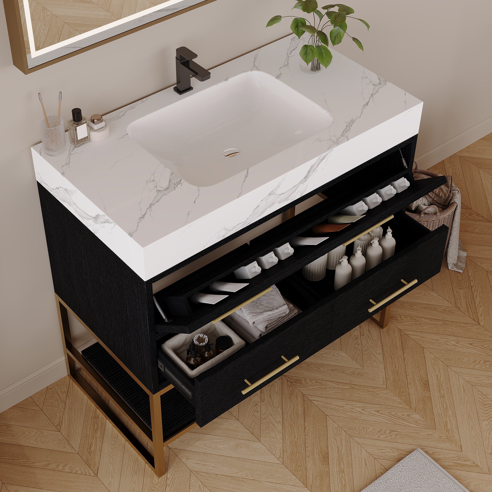 36" Artificial Stone Bathroom Vanity with Ceramic Sink by HouseOfZazla