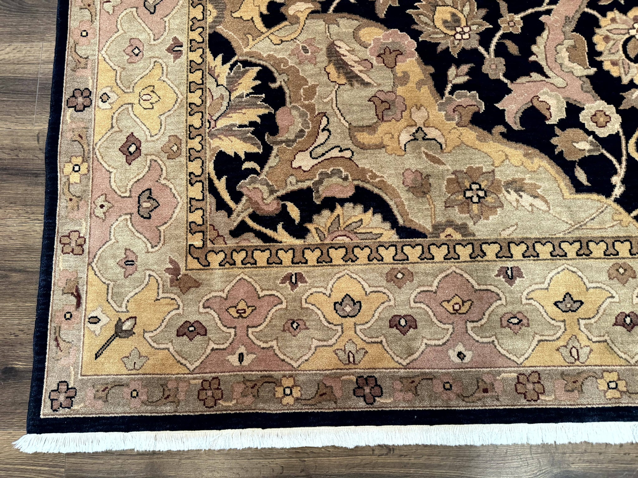 Handmade Wool Rug 8x10, Black & Dark Beige, Nourison, Traditional Rug by Jewel Rugs