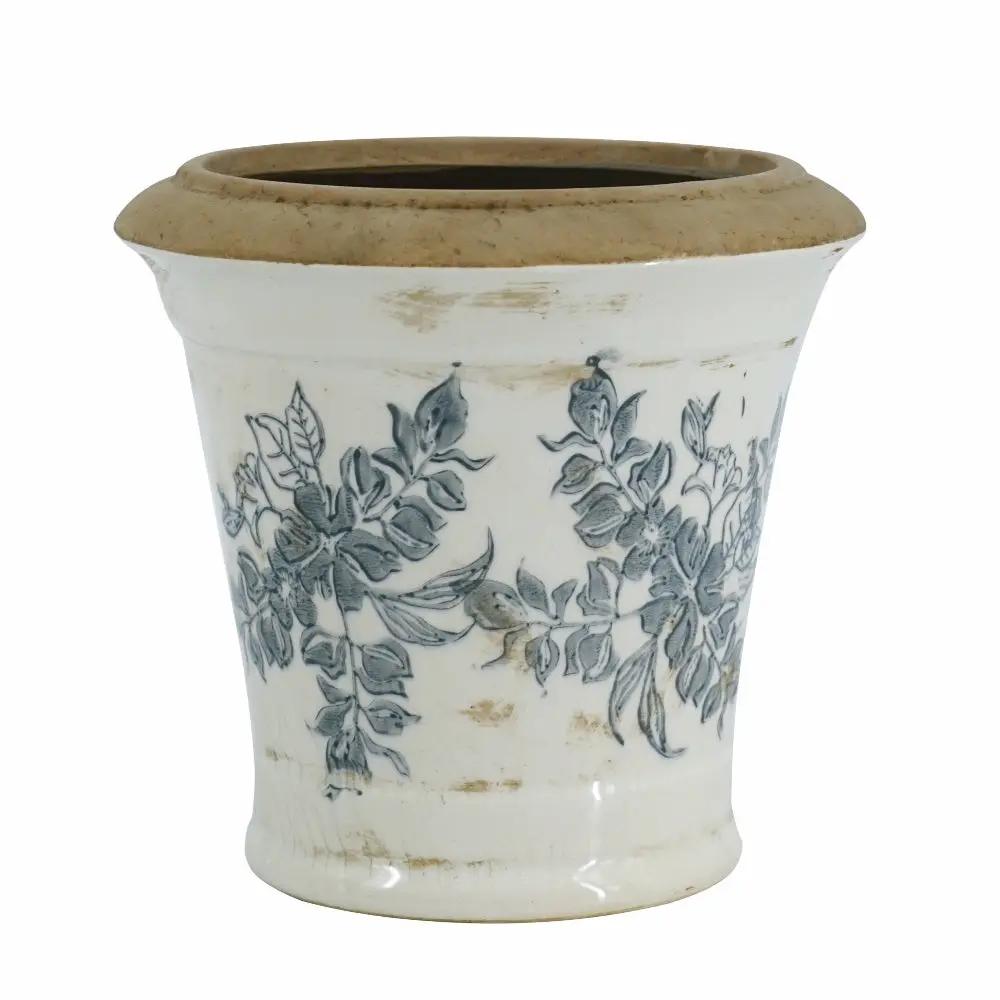 7.1x7.1x6.7' Ceramic Planter with Floral Pattern, Set of 2 by HouseOfZazla