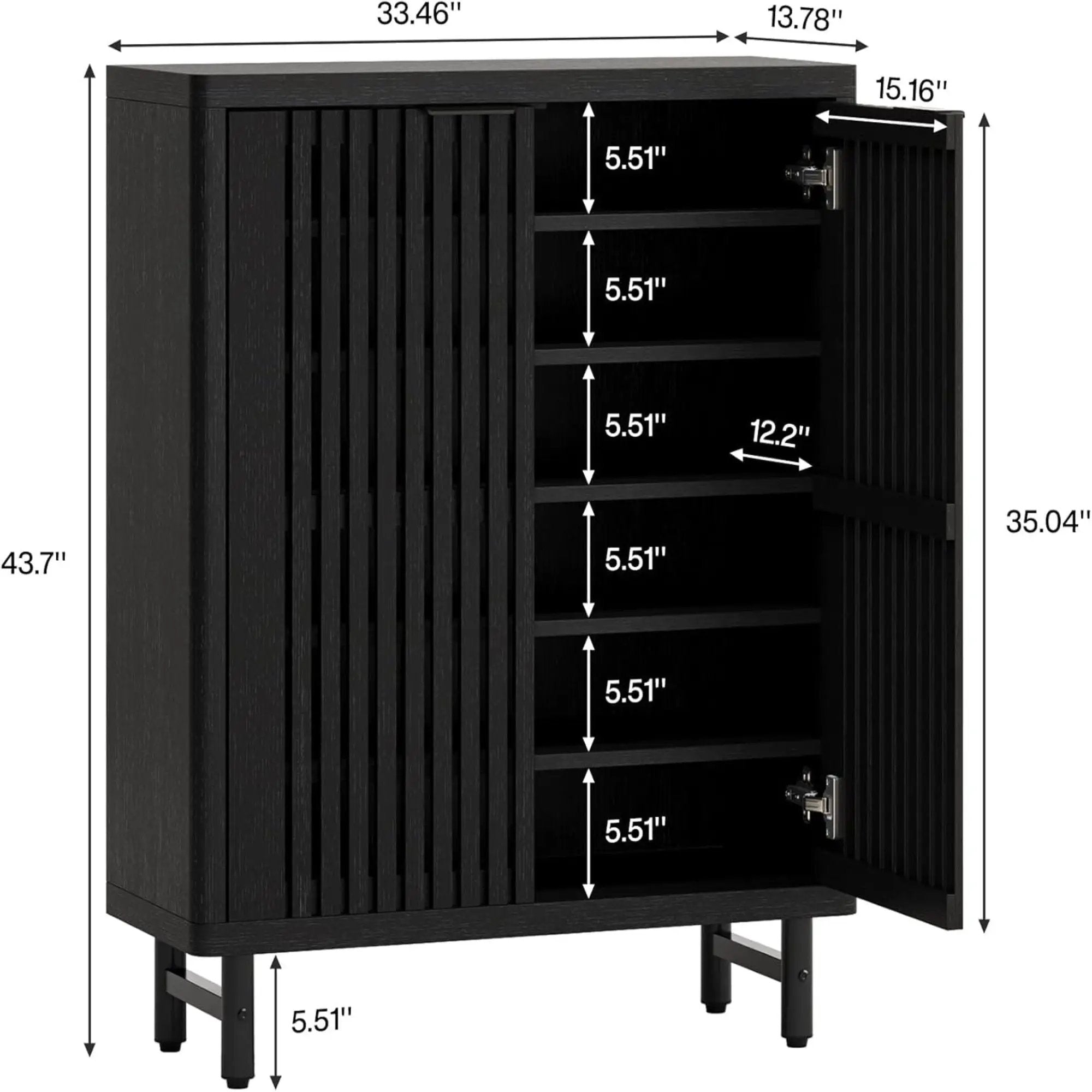 6 Tier Shoe Cabinet With Louvered Doors