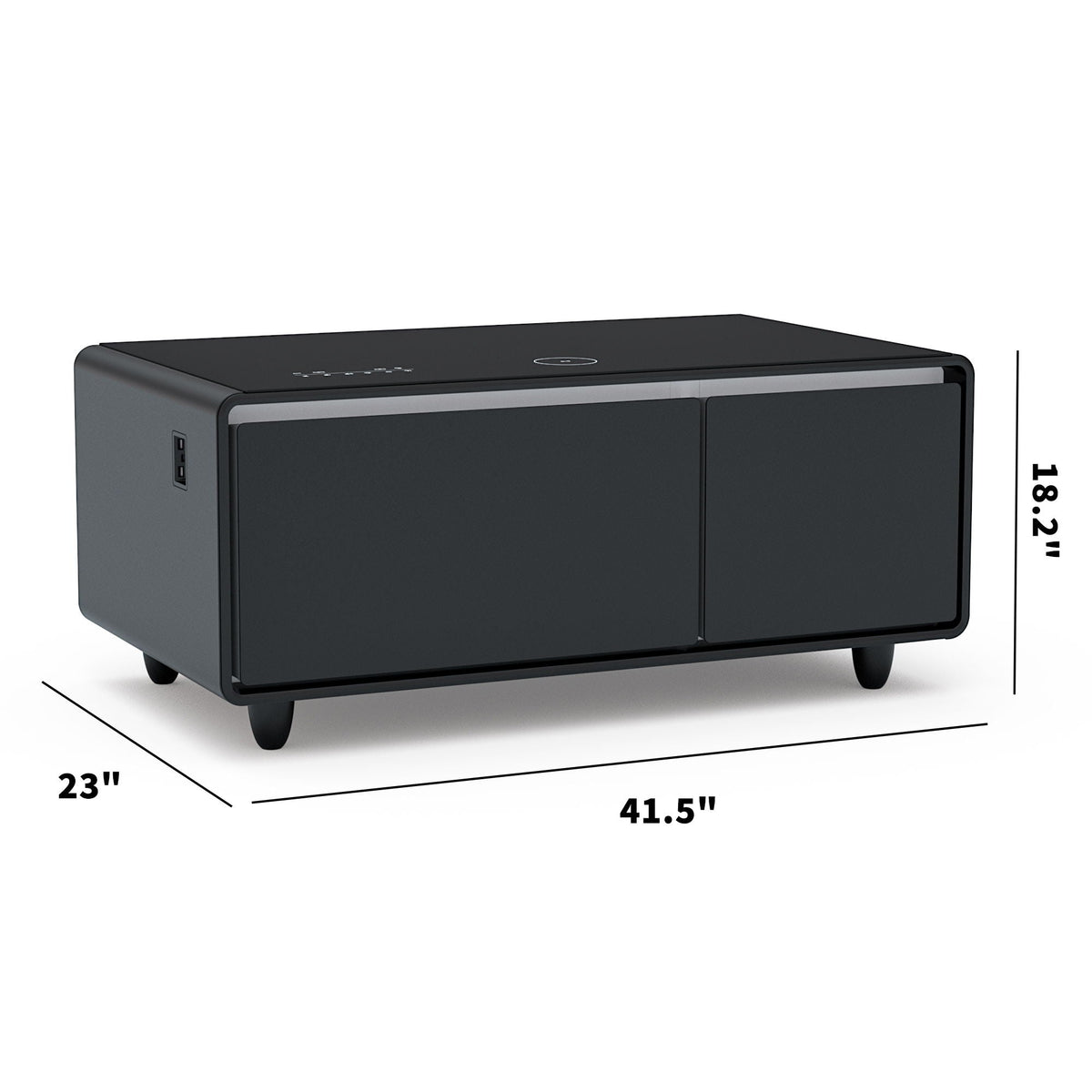 Modern Smart Coffee Table With Built-In Fridge - tooth Speaker, Wireless Charging, Touch Control Panel, USB Interface, Outlet Protection, Atmosphere Light, photo 12 of 14