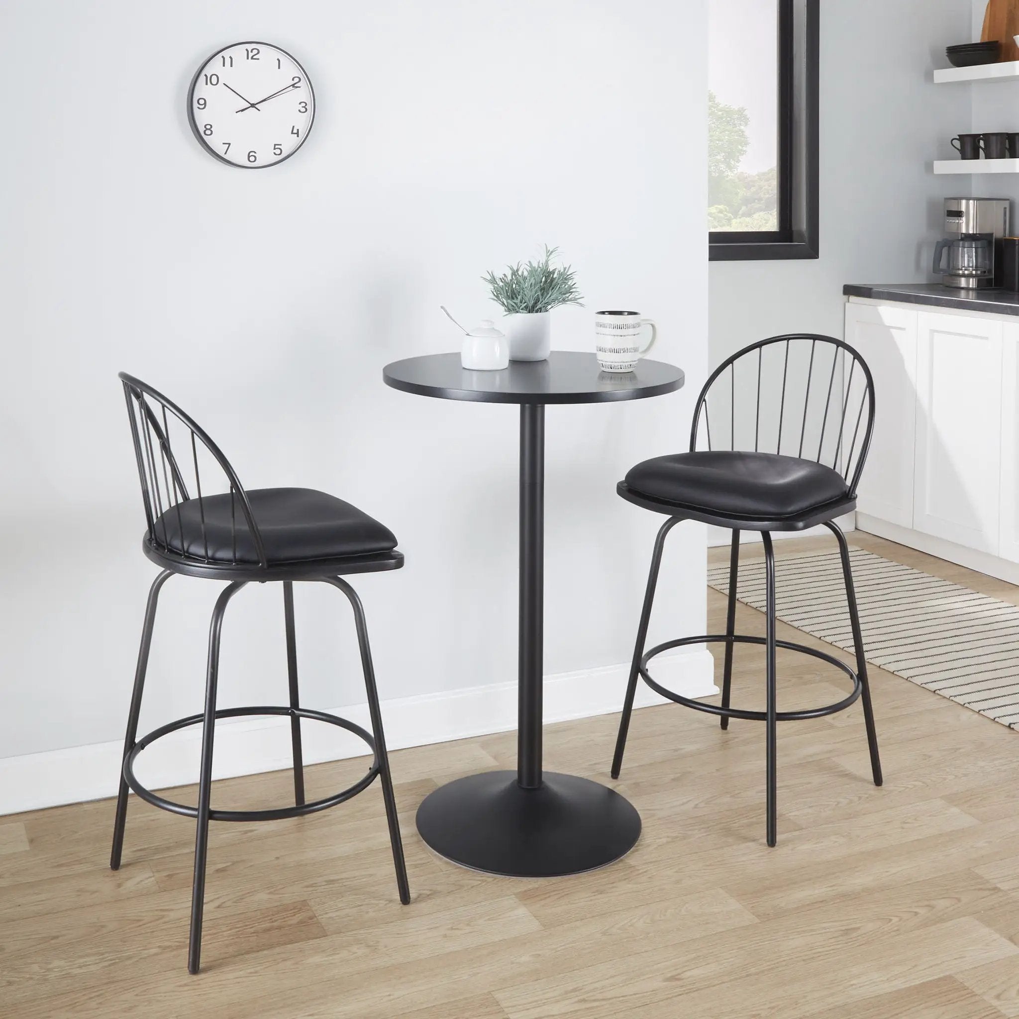 Riley - Claire Farmhouse Fixed Height Counter Stool With Swivel With Round Footrest (Set of 2) by HouseOfZazla