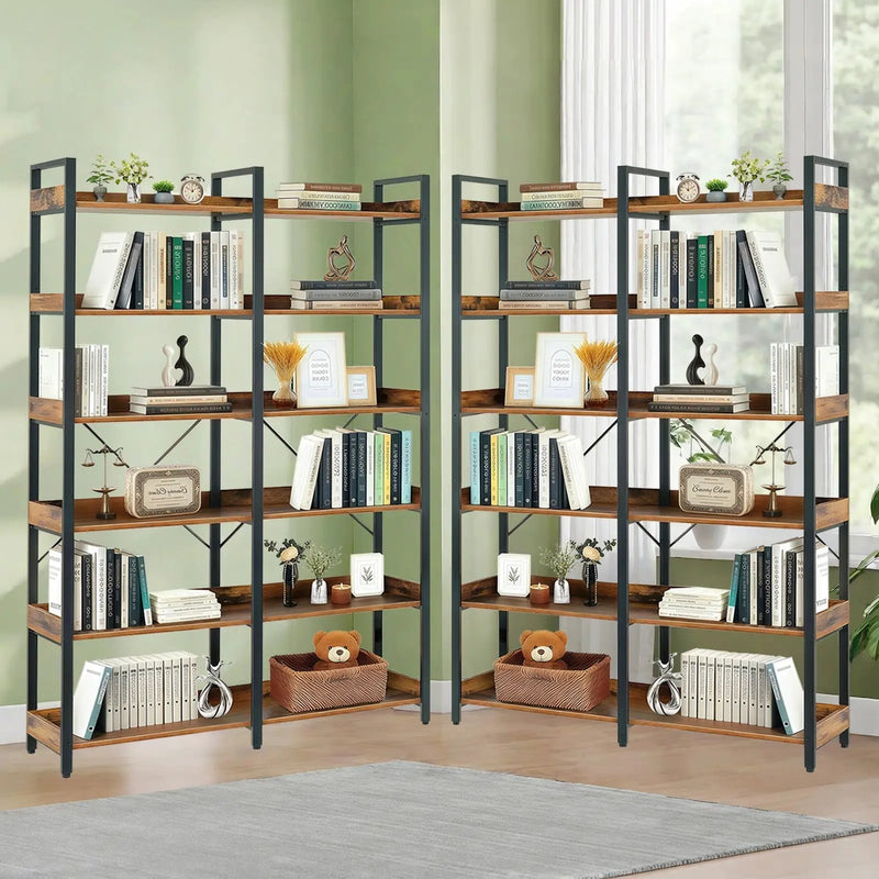 6-Tier Industrial Bookshelf With 12 Open Shelves by HouseOfZazla