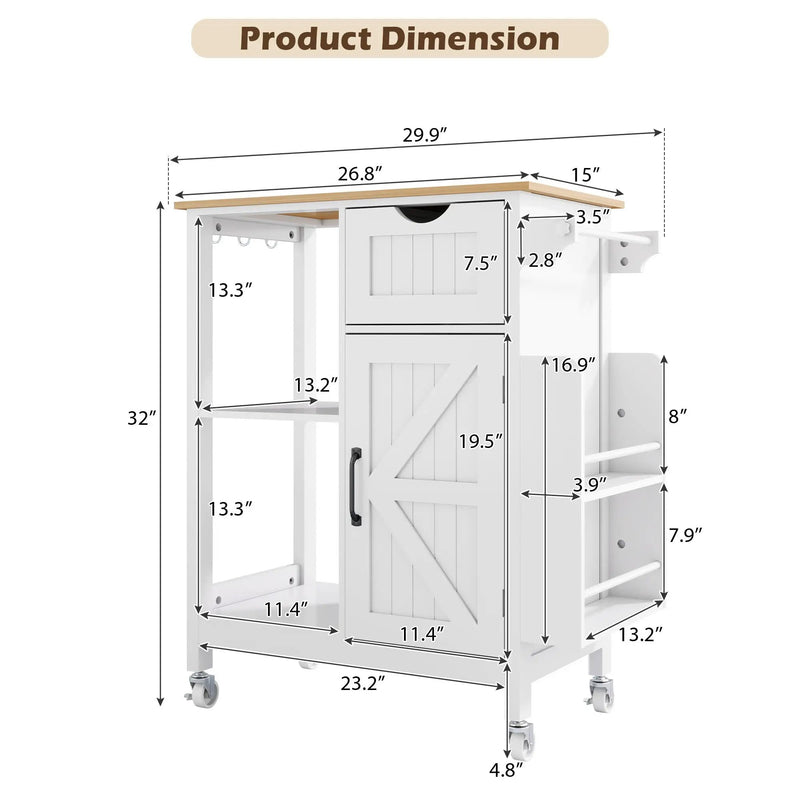 Kitchen Island Cart with Mobile Storage Cabinets by HouseOfZazla
