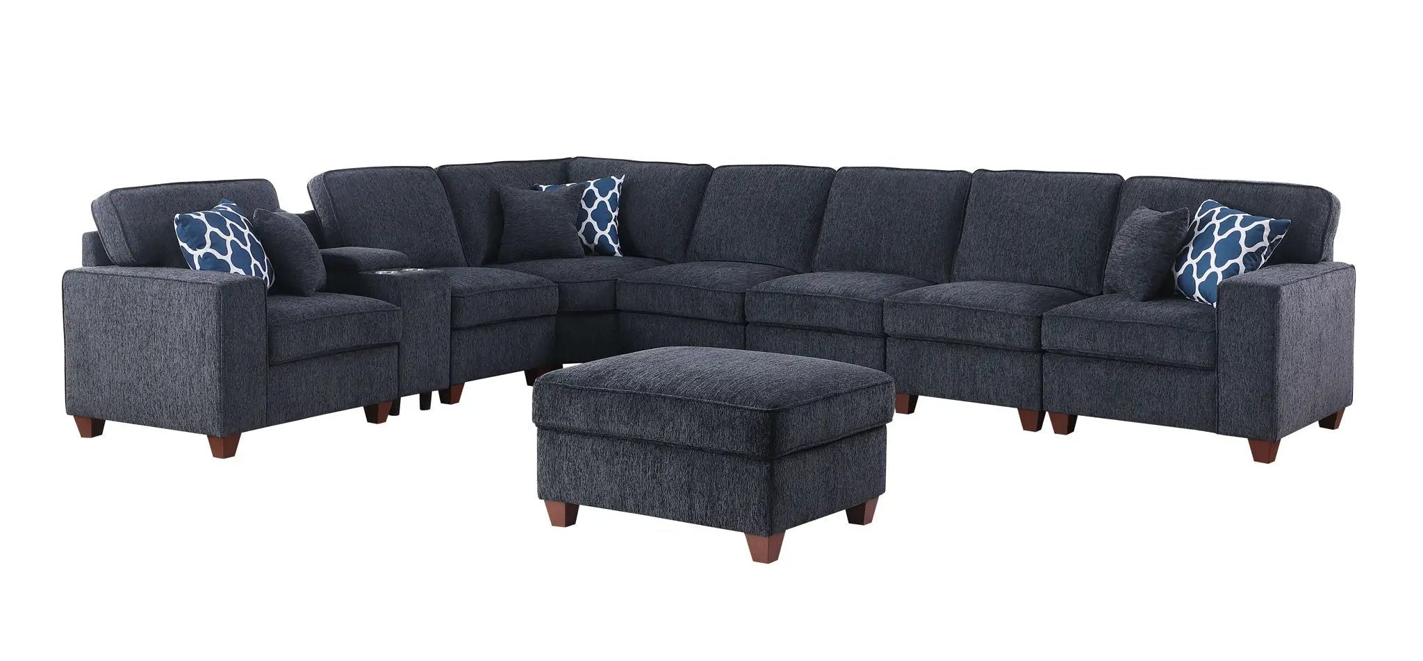 Lily - Sectional Sofa With Ottoman - Black by Unique Piece Furniture